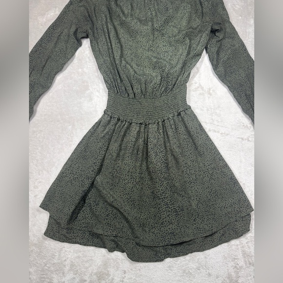 Rails Jasmine Olive Speckled Tiered Button Front Mini Boho Green Dress Size XS - Picture 14 of 16